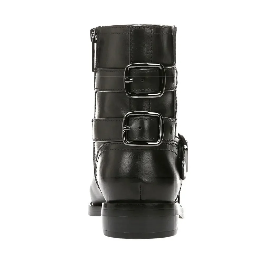 Franco Sarto Prina Women Moto Boot Size 7.5 Black Leather Biker Short Bootie New
